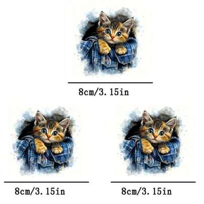 1pc/2pcs/3pcs Cat Heat Transfer Patches, Iron-On And Washable, Suitable For T-Shirts, Jeans, Sweaters, Handbags, Pillows, Cushions. Queen