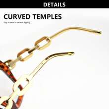 3pcs Oversized Vintage Reading Glasses, Chain Designed Temples, Comfortable Premium Quality Ladies Readers - Half-frame Leopard Print + Leopard Print + Light Bean Curd - View 7
