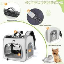 ALLSOPETS Sac à dos pliable pour chien et chat avec fenêtre respirante et crochet de , sac à dos de transport pour chien avec ouverture frontale pour les voyages, la randonnée et les promenades (Lavande) - Gris nuage - Voir 4