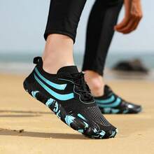 夏季男士赤足五趾水鞋 - 男女通用设计，适合海滩、度假村、派对、露营、冲浪、游泳、室内健身、瑜伽、跳绳等活动，轻便速干，沙滩及溪流鞋 - 黑藍 - 查看 6