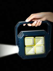 1/2pcs Multi-Function Solar Camping Light, 96 LED Portable Lamp With Side Spotlight, 4 Lighting Modes, 2 X 1200mAh Rechargeable Li-Ion Batteries For All-Night Illumination, Digital Display, USB Or Solar Charging, Suitable For Outdoor, Camping, Emergency, Exploration, Hiking - Dark Green - View 2