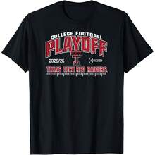 Texas Tech Red  College Football Playoff CFP 2025-26 T-Shirt All Seasons,220g Pure Cotton Single-Sided Printed Crew Neck Short-Sleeved T-Shirt,Unisex Top,Base Layer - 顏色6 - 查看 1