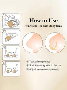 1 Pair Double-Sided Self-Adhesive Bra Pads – Invisible Push-Up Waterproof Reusable Bra Inserts For Swimwear & Daily Bras - Black - View 8