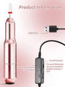 XEIJAYI 1个玫瑰红电动便携式卸甲器，指甲油研磨器，小型迷你指甲油研磨器，带笔试功能的指甲油研磨器 - 玫瑰金 - 查看 6
