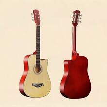 38" Full-Size Cutaway Acoustic GuitarFor:Beginners & ProsIncluded:Backpack, Strap, Picks, Natural Wood, Great Sound Projection, Stable, Comfortable Grip, Quality CraftsmanshipUses: Home Practice - Màu Khaki - Xem 2