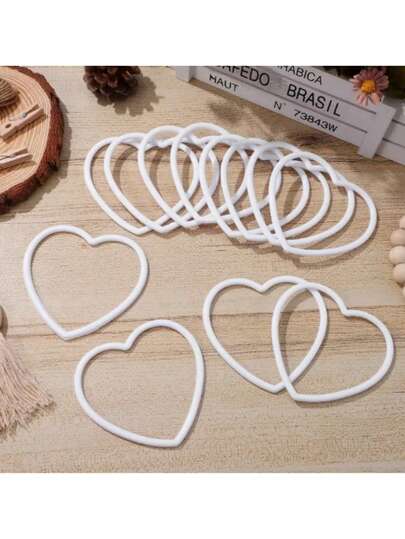6pcs Heart-Shaped Woven Rings Set - Plastic Handmade Rings Suitable For Wedding Wreaths, Wall Decor And Home Decoration, Ideal For Valentine's Day, Wedding Decoration, Craft Materials, Decorative Rings, Durable Handmade Rings