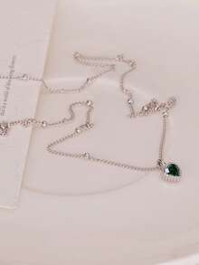 GAGAFEEL 1 chiếc dây chuyền bạc 925 hình trái tim tinh tế, đính đá Cubic Zirconia nhỏ nhắn, món quà độc đáo dành cho bạn gái, quà sinh nhật cho người yêu. - Bạc - Xem 7