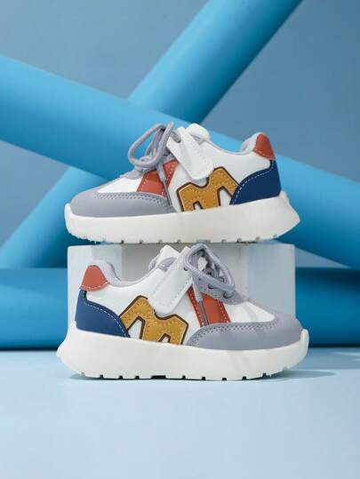 1 Pair Spring/Autumn New Kids' Sports Shoes, Supple Microfiber Upper, Soft , Easy To Clean Daily Splashes, Comfortable For Running & Playing. + Wide Shoelace Design, Convenient To Put On/Take Off And Adjust Tightness For Different Foot Types. Anti-Collision Toe Cap + Thick Non-Slip Outsole, Stable Support Every Step, Lightweight Body No Burden, Letting Babies Walk Confidently In Comfort, Essential For Toddlers And Versatile Outfit Accessory.