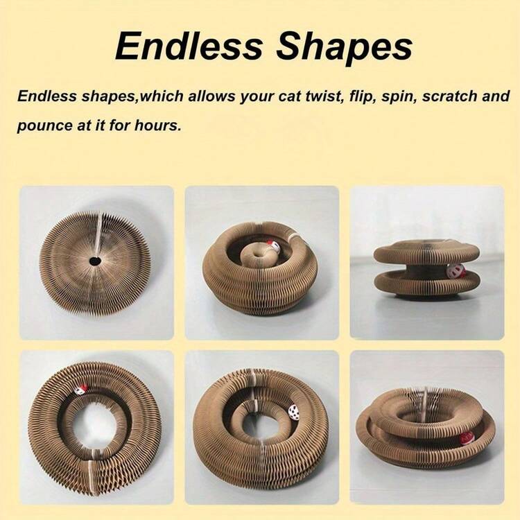 Accordion Cat Scratch Board Toy With Bell, Cat Scratching Post, Corrugated Paper Cat Scratch Mat, Durable Cat Bed - 24*11CM - View 3