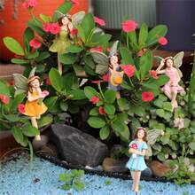 一套树脂仙女花园雕像，花盆景观姐妹仙女雕像，花盆边缘装饰，无需用电花园装饰，DIY家居花瓶装饰，多场景仙女花园微缩模型，户外花园庭院仙女装饰 - 仙子套五 - 查看 7