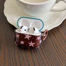 Minimalist Contrast Color Transparent Brown & Pink Star With Hanging Ring Earphone Case For AirPods Pro 2, Cute Apple 4 Minimalist 3 New 1/2 Generation Earphone Case For Women - Brown - View 7