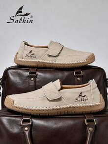 Salkin 新款設計師手工女款樂福鞋 穿脫方便 平底駕駛鞋 輕量柔軟舒適休閒鞋 不壓腳貼合設計 戶外運動鞋 百搭洋裝與牛仔褲 媽媽鞋 返校大學風學生鞋 日常徒步走路鞋 假期禮物 春夏秋大尺碼女鞋 - 米色 - 查看 10