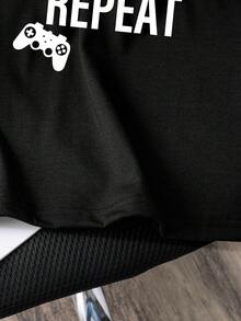 Áo thun tay ngắn cổ tròn rộng rãi, thoải mái, in khẩu hiệu dành cho bé trai tuổi teen - màu đen - Xem 6