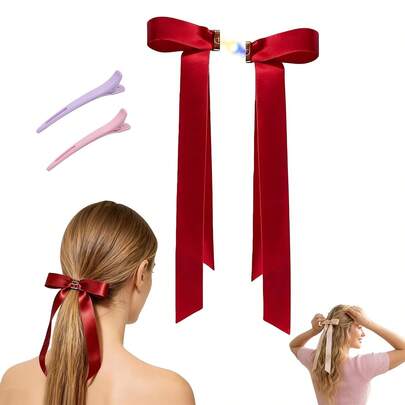Magnetic Butterfly Hair Clip - Satin Bow Hair Accessory For Women, Painless Strong Hold Suitable For Half Bun And Drooping Hairstyles, Fit For Daily And Event Styling