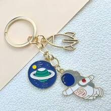 1pc Creative Astronaut & Planet Keychain, Perfect Gift For Friends, Elegant Bag Charm - Multicolor-new 1 - View 4