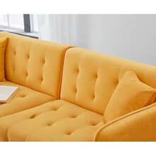 Multifunctional Two-Seater Sofa Bed With Bed Function, Adjustable Backrest, And Multi-Position Armrests. Modern Folding Sofa Bed For Living Room - Velvet Upholstery. Spacious Sleeping Area. - Mustard Yellow - View 8