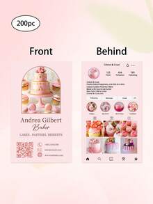 200pcs Customized Bakery Business Cards, Personalized With Photos And Text, Bakery Cards, QR Code Cards, Cake Shop Cards, Professional Pastry Shop Cards - A - View 10