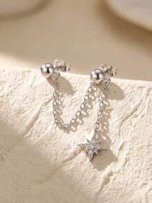 1件闪亮混合链吊坠立方氧化锆水滴耳环，女士派对礼物，925纯银，酷炫创意设计，迷人精致珠宝 - 款式2 - 查看 6