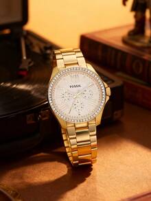 Fossil 42mm Women's Quartz Watch, Gold Dial, Genuine Leather Strap, 50M Water Resistant AM4482 - Gold - View 7