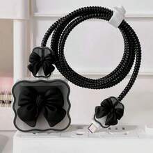 可爱领结充电器保护壳，兼容苹果18-20W、英规20W快充适配器，防碎透明保护壳，适用于手机、iPad、三角插头充电器 - 彩色 - 查看 6