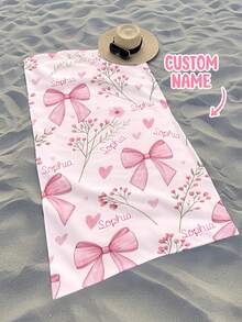 Personalized Children's Beach Towel, Perfect Summer Birthday Gift, Suitable For Various Summer Occasions. Customizable Beach Towel And Accessories, Applicable For Beach, Swimming Pool, Travel, Camping, Yoga And More. - Multicolor - View 1
