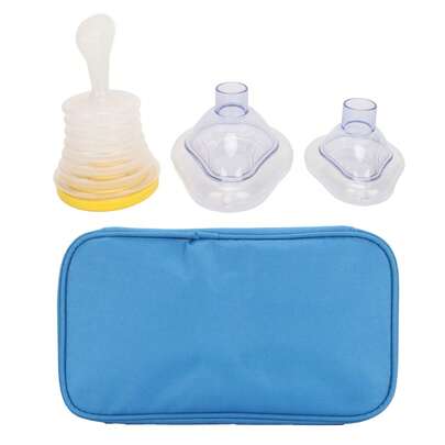 Resucitador portátil con funda de reanimación cardiopulmonar y bolsa azul para practicar RCP