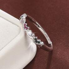 1pc Fashion Heart Shaped Artificial Zirconia Stone Women Ring - Multicolor - View 19