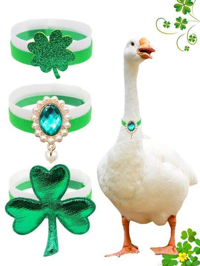 1 Piece Poultry Collar, Green Series Saint Patrick Poultry Chicken Duck Goose Large Bird Adjustable Size Green Series Collar, Suitable For Preventing Roosters From Crowing, Exquisite And Noble Poultry Decorative Accessory