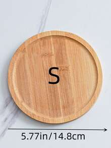 1pc Wooden Round Bamboo Tea Cup, Water Cup, Fruit, Cake Plate Tray - Multicolor - View 9