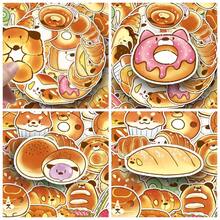 50pcs Cute Cartoon Bread Dog Food Series Stickers, Suitable For Scrapbooking, Diaries, Notebooks, Water Bottles, Cars, Etc. Faith-Based Design With Positive Messages, Great Gift - Multicolor - View 1