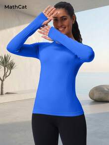 MathCat 3 Pack Women's Compression Shirt Long Sleeve Workout Tops Athletic Baselayer Quick Dry Gym Yoga Running T-Shirt - Đen, Trắng, Xanh hồ - Xem 5