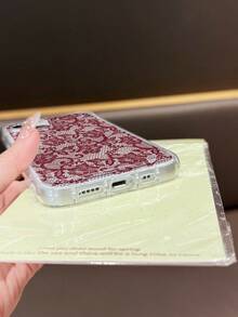 1pc Romantic Lace Pattern Soft Transparent Airbag Phone Case, Compatible With IPhone 11/12/13/14/15/16 Pro Max - Multicolor - View 4