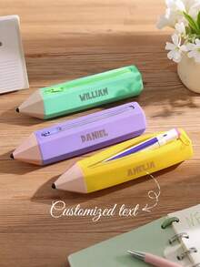 Personalized Name Pencil Case, Pencil Shaped Silicone Case, Back To School Gift, Teacher Prize Reward, Zipper Stationery Bag, Student Gift - Multicolor - View 1