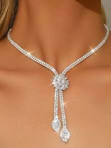 1/2/3/4pcs Set Tassel Design Bridal Women's Fashion Crystal Necklace Jewelry Set, Luxurious Jewelry Set, Suitable For Wedding, Birthday Gift, Party - 808668 - View 13