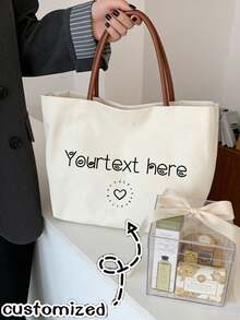 Personalized Wedding Tote Bag, Bride & Mother Customized Tote Bag, Multi-Functional Leather Handle Shoulder Bag, Bride's Mother Birthday Wedding Party Appreciation Gift, Bride & Groom Wedding Bridesmaid Gift, Wedding Favors - Multicolor - View 3