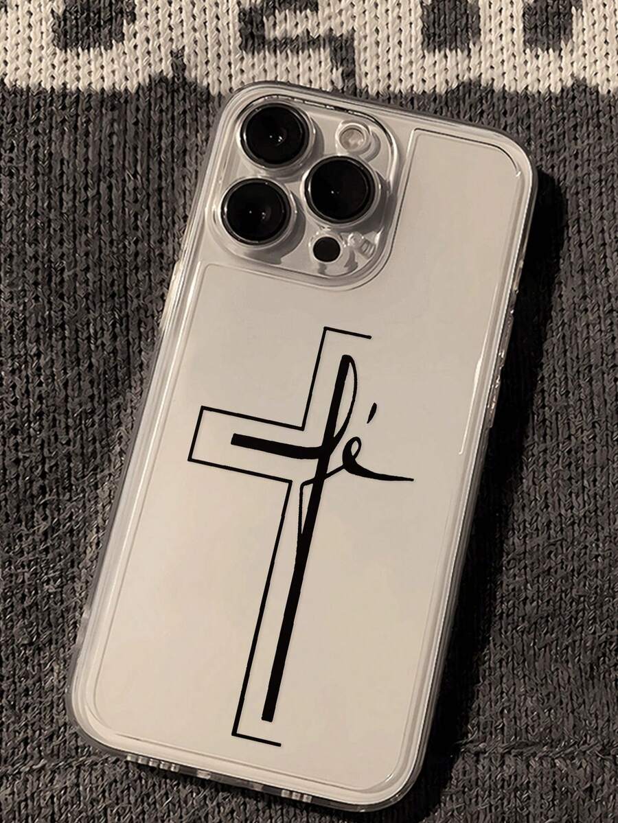 Religious Cross Painted Hollow Transparent Painted Minimalist Fashion Creative Shockproof Phone Case Compatible With IPhone 17/17Pro/17ProMax/16/11/16Pro/16Plus/16ProMax/16E/15ProMax/13/14/12/XS/XR/7G/8P, Compatible With Samsung Galaxy S25/S25Plus/S25 Ultra/A16/A36/A26/A56/A50/A12/A32 - Multicolor - View 1