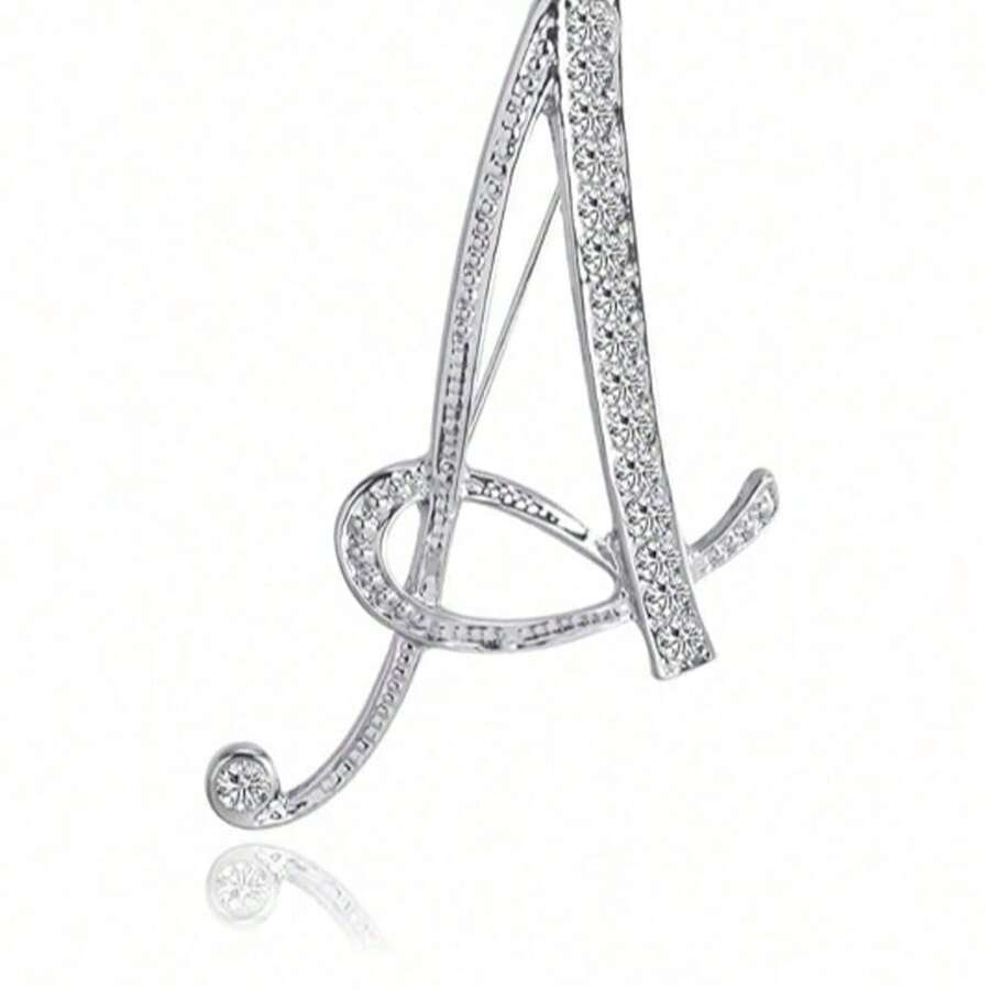 1pc Pack Simple 26 English Letter Rhinestone Brooch Women Geometric Fashion Elegant Brooch Sweater Coat Pin Accessories Dress Accessories Pin For Clothes Bag Charm School Office Accessories Shirts Jacket Jewelry Christmas Halloween Clothes Pin Funny Cute Teacher Gifts - Bạc - Xem 1