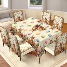 1/4/5/6/7/30pcs Easter Theme Tablecloth, Easter Theme Polyester Fiber Dining Tablecloth, Cute Rabbit & Egg Pattern, Suitable For Restaurant, Cafe And Holiday Decoration, Adding Warm Atmosphere, Suitable For Family Gathering And Seasonal Arrangement, Easter Party Decoration Tablecloth - Multicolor - View 6