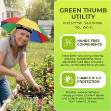 Hands-Free Colorful Umbrella Hat | High-Quality Sun And Rain Protection, Suitable For Hiking, Camping, Cycling, Beach And Commuting | Lightweight Portable Outdoor Accessory, Vibrant Colors, Wind And Rain Resistant Headwear | Fashionable Rain Gear | Lightweight Headpiece - Multicolor - View 5