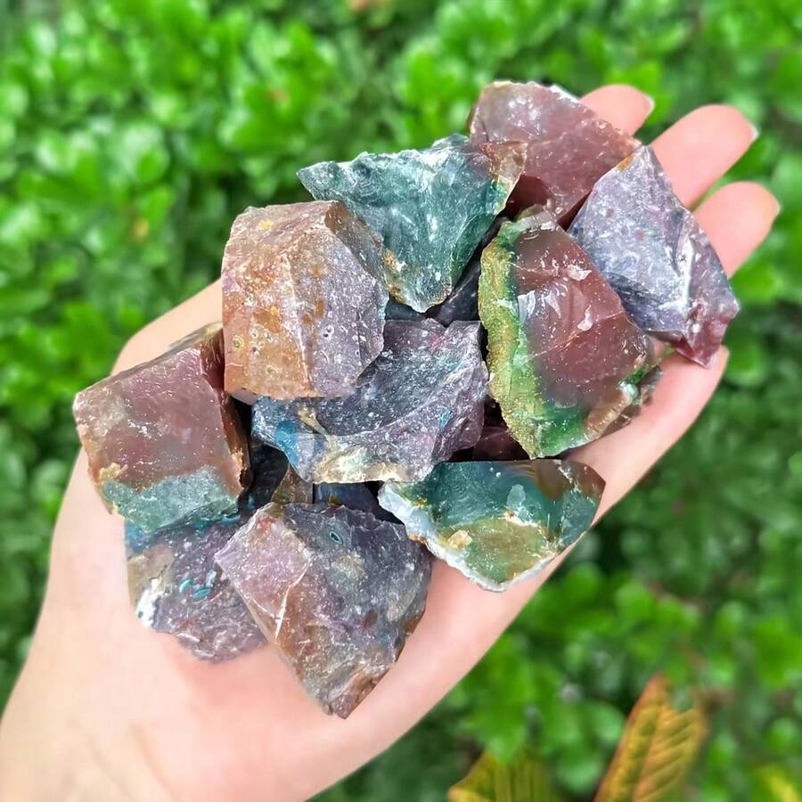 Natural Ocean Jasper Rough Stones, Crystal Gift, Mineral Specimen, Home Decor, Boho Style, Ideal For Spring Festival, Valentine's Day, Mother's Day