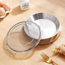 Stainless Steel Kitchen Cooking Set: Strainer + Round Tray, Kitchen Oil Drainer (20/22cm) - Multicolor - View 11