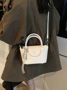 Fashionable Elegant Handheld Small Square Bag, New Arrival Minimalist Casual Shoulder Bag, Chic Crossbody Purse For Women - White - View 3