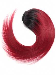 16inch Ombre Auburn Brown One Piece U-Shaped Straight Clip-In Hair Extensions T1B99J Remy Human Hair Clip In Extensions One Piece Straight Weft 14-22 Inch Instant Volume Hair Easy Clip On Application Hair Pieces With 5 Clips - Multicolor - View 6