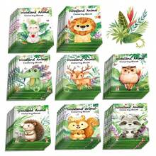 Forest Animal DIY Coloring Book - Lion, Crocodile And Wild Animal Cartoon Doodle Painting Book, Suitable For Party, Parent-Child Interaction, Adventure, Perfect Gift For Back To School Season For Little Adventurers, Animal Lovers And Creative Learners - Multicolor - View 3