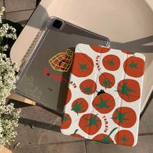 Niche Tomato Black Cat Cute Flat Protective Case Compatible With Apple 11th Generation Tablet Protective Case, Pro 2025 New Cute 10th Generation Fashion Air 7/6 With Pen Slot Anti-Bend 11-Inch Tablet Protective Cover For Girls - Red and White - View 6