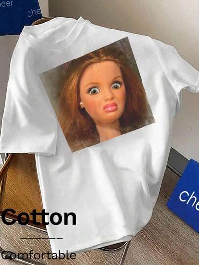 Frühlings- und Herbststil Lässig Fashion einfach & spaßig Alltagsvielseitig Y2K Sport Festival Tragen: Unisex Muster T-Shirt, perfekt für verschiedene Anlässe mit bequemem atmungsaktivem Design, das Ihrem Leben einen Hauch von Charme verleiht