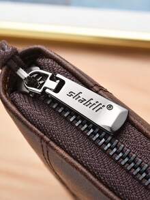 男士长款拉链钱包，大容量多卡位皮革拼接手拿包，时尚商务休闲 - 彩色 - 查看 8