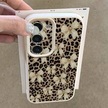 1个TPU材质时尚豹纹波点蝴蝶结设计手机壳，兼容三星/A05s/A12/A13/A14/4G/A15/A21s/A23/A25/A32/5G/A34/A35/A50s/A51/A52/A53/A54/A55/A71/A72/A73/S10/S20FE/S20Ultra/S21Ultra/S22/S22Plus/S23/S24、红米/10C/12C/NOTE10/11/12/13/ProPlus/Note8/9Pro，全包防震软壳保护套 - 白色 - 查看 4