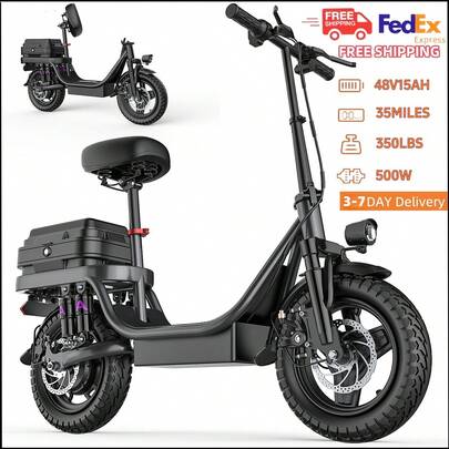 Adult Electric Scooter, 48V15AH Battery, 500W Motor, Top Speed 20 Mph, Maximum Range 35 Miles.