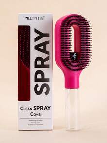WANMEI 2-In-1 Spray Hairbrush, Transparent White, Water Mist Spray Brush, Built-In Water Tank, Soft And Flexible Bristles, Wet And Dry Styling Spray Brush, Suitable For Curly, Straight And Wavy Hair, Moisturizing Hairbrush,Curling Comb, Detangling Comb, Women's Comb, Hairdressing, Travel, Hair Products, Hair Tools, Hair Supplies, Hairdressers, Hair Accessories, Hair Salons, Hair Equipment.Berry Rose (Boxed) - 玫紅色 - 查看 9